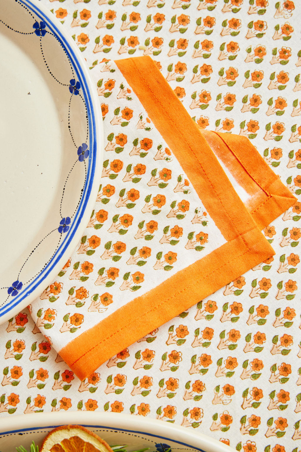 Orange Dainty Floral Tablecloth