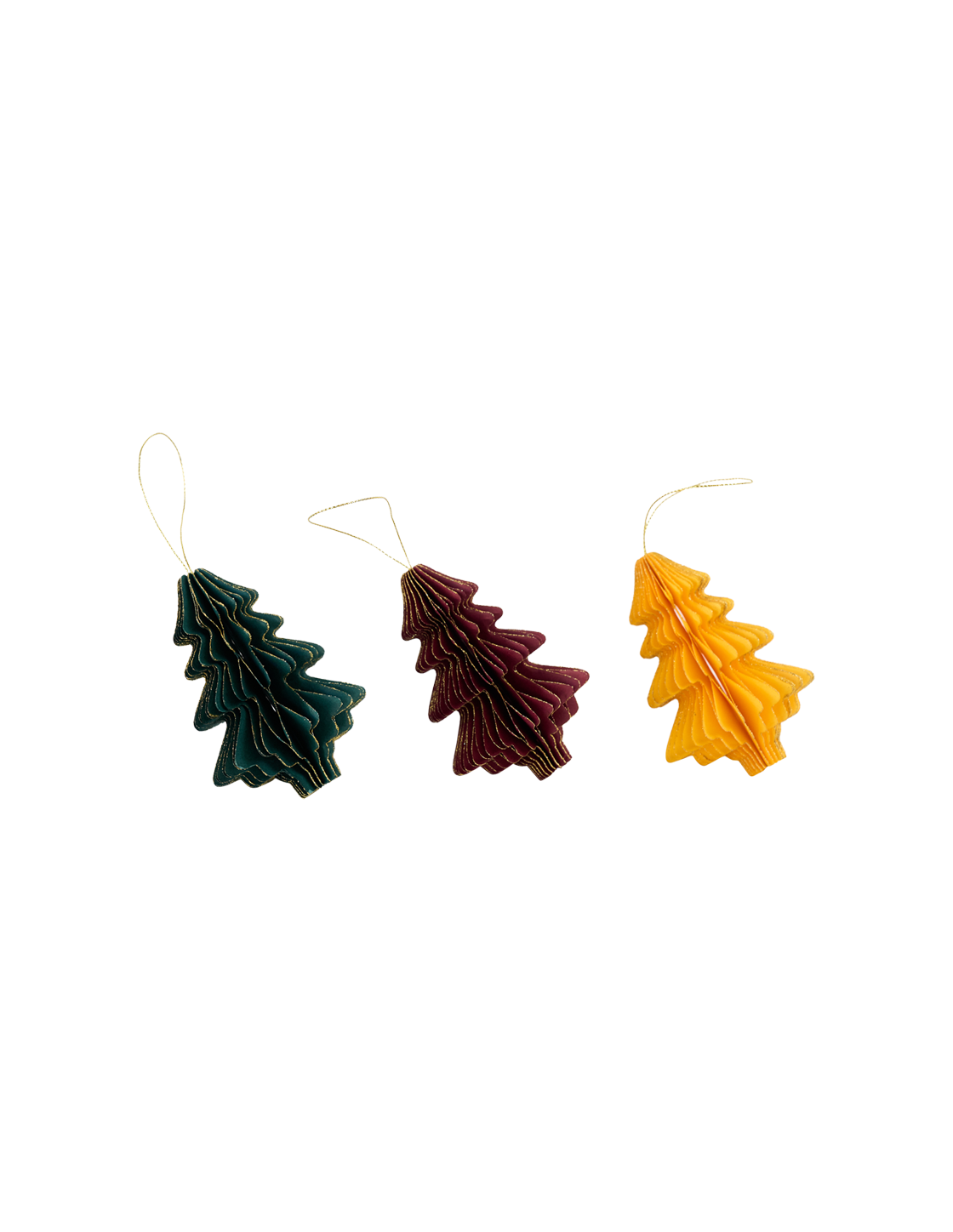 Paper Christmas Tree Ornament Trio