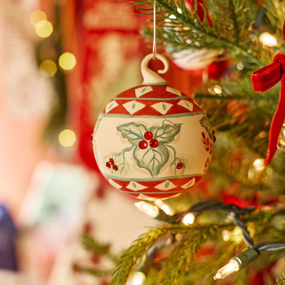 Watercolor Holly Ornament