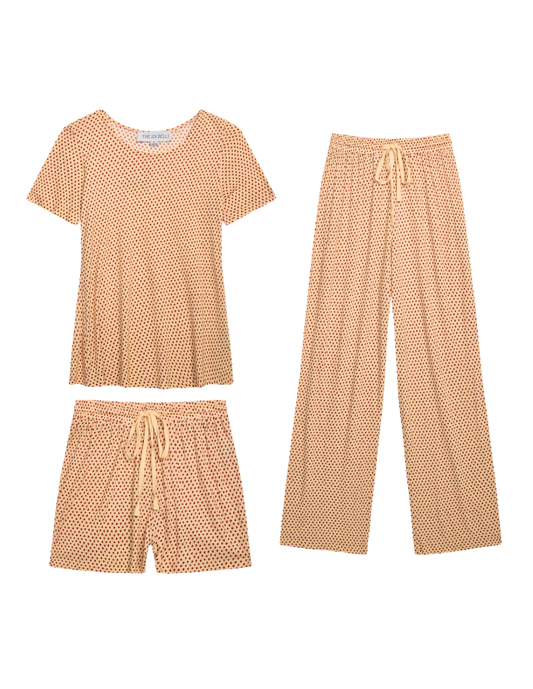 Ivory Rosehip Pajama Set Trio