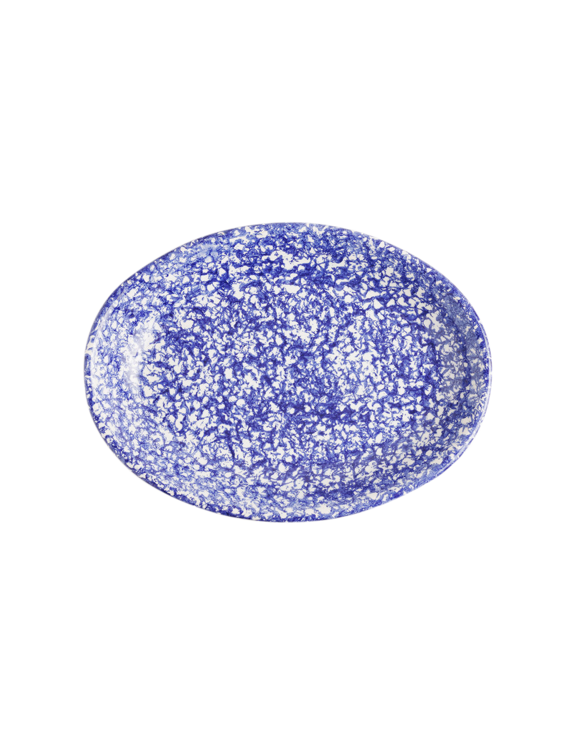 Dark Blue Spongeware Oval Platter