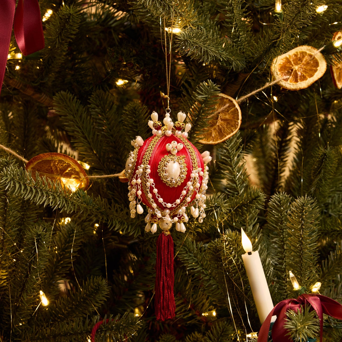 Pearled Swag Bauble Ornament