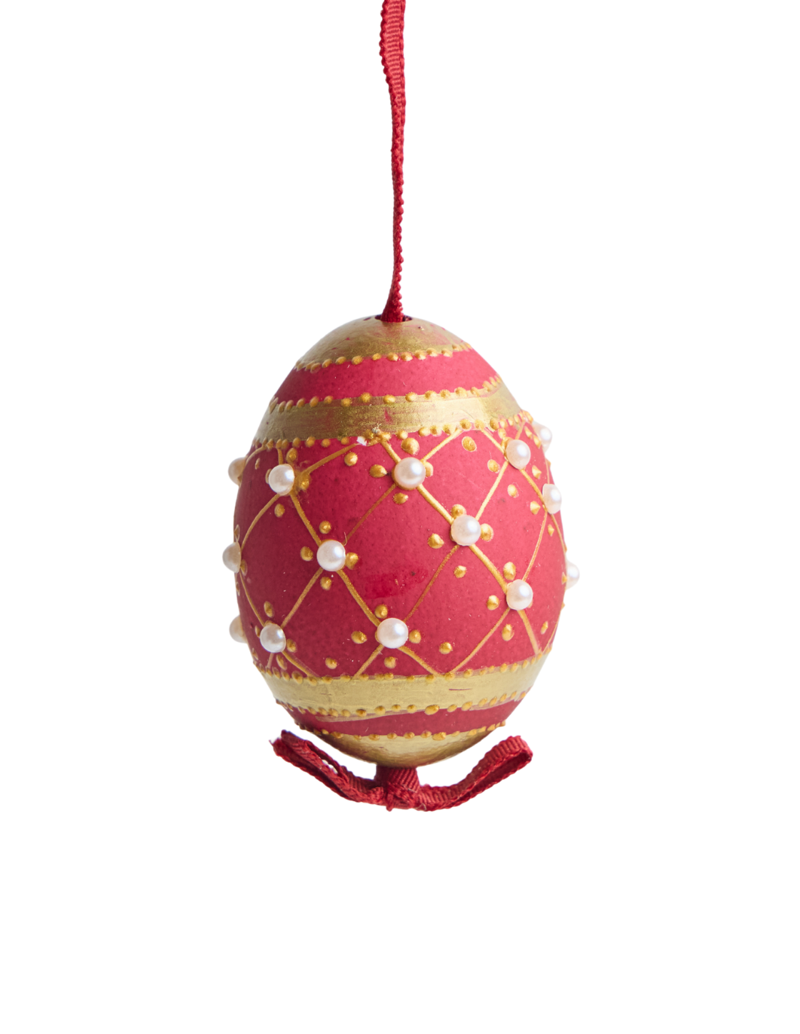 Red and Gold Trellis Egg Ornament