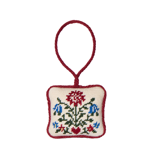Holiday Floral Needlepoint Ornament