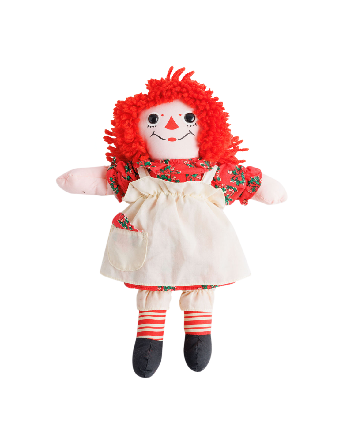 Raggedy Anne Doll with Red Floral Dress and Apron