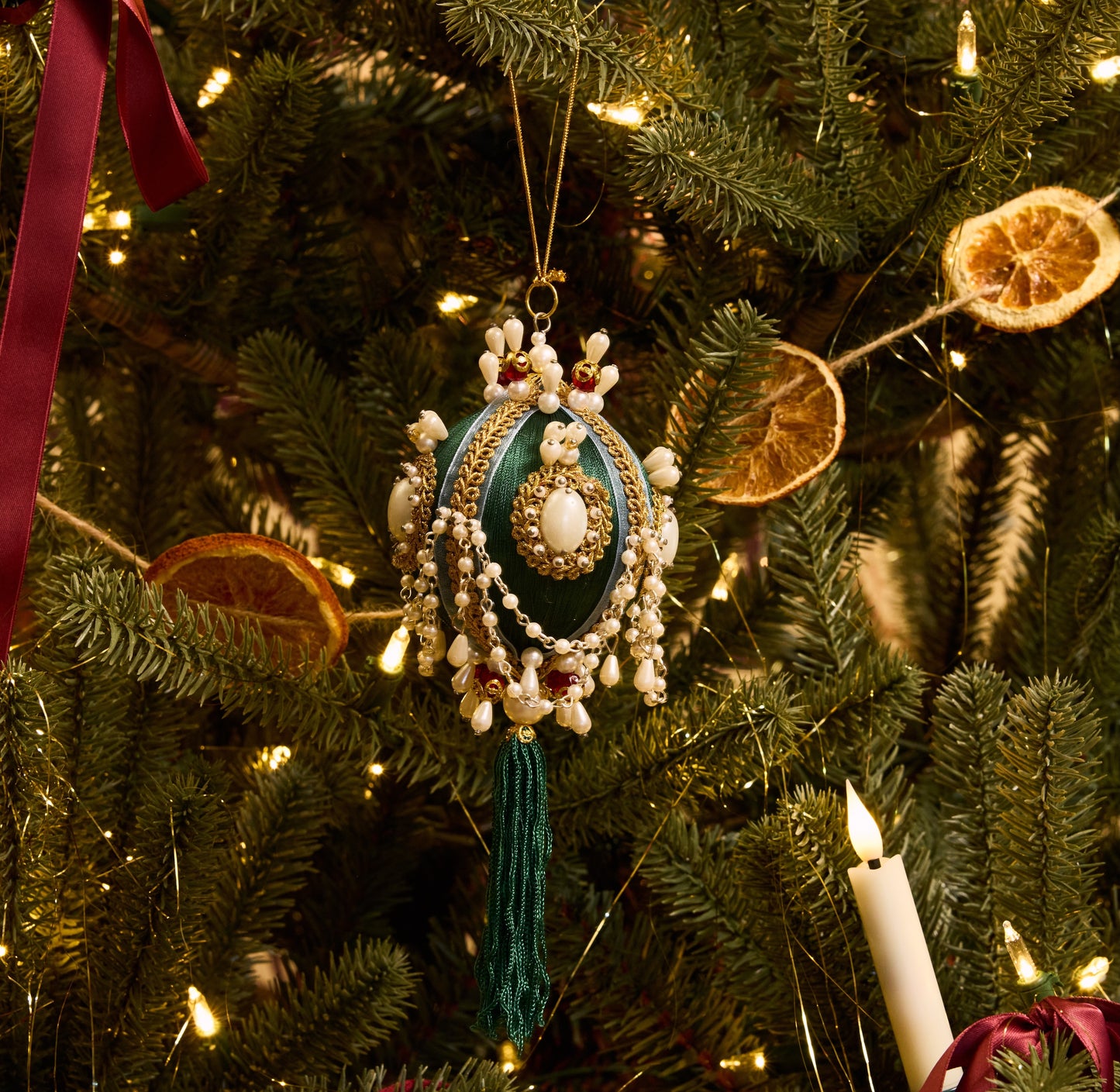Pearled Swag Bauble Ornament