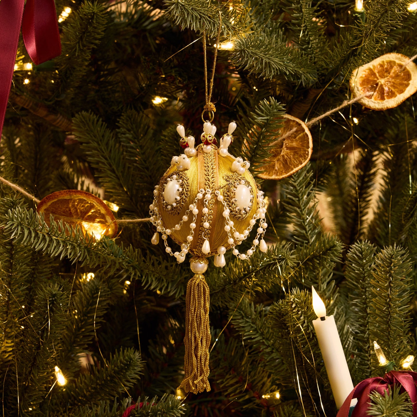 Pearled Swag Bauble Ornament