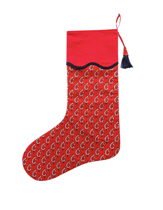 Crimson Scalloped Christmas Stocking