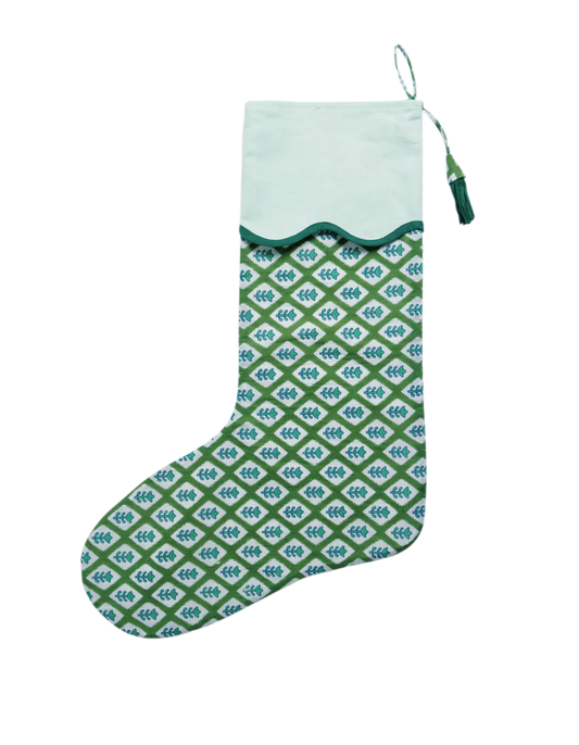 Garden Trellis Scalloped Christmas Stocking