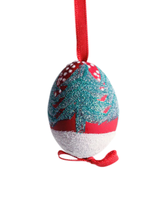 Glittery Trees Egg Ornament