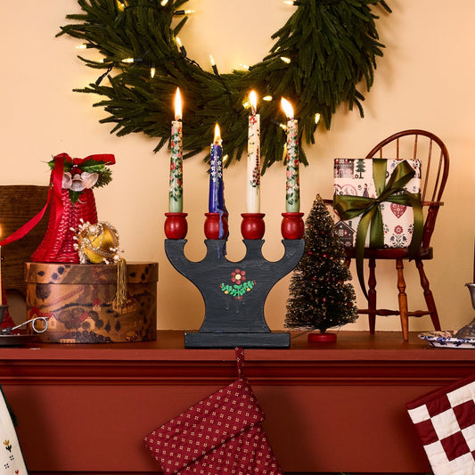 Hand-Painted Floral Candelabra