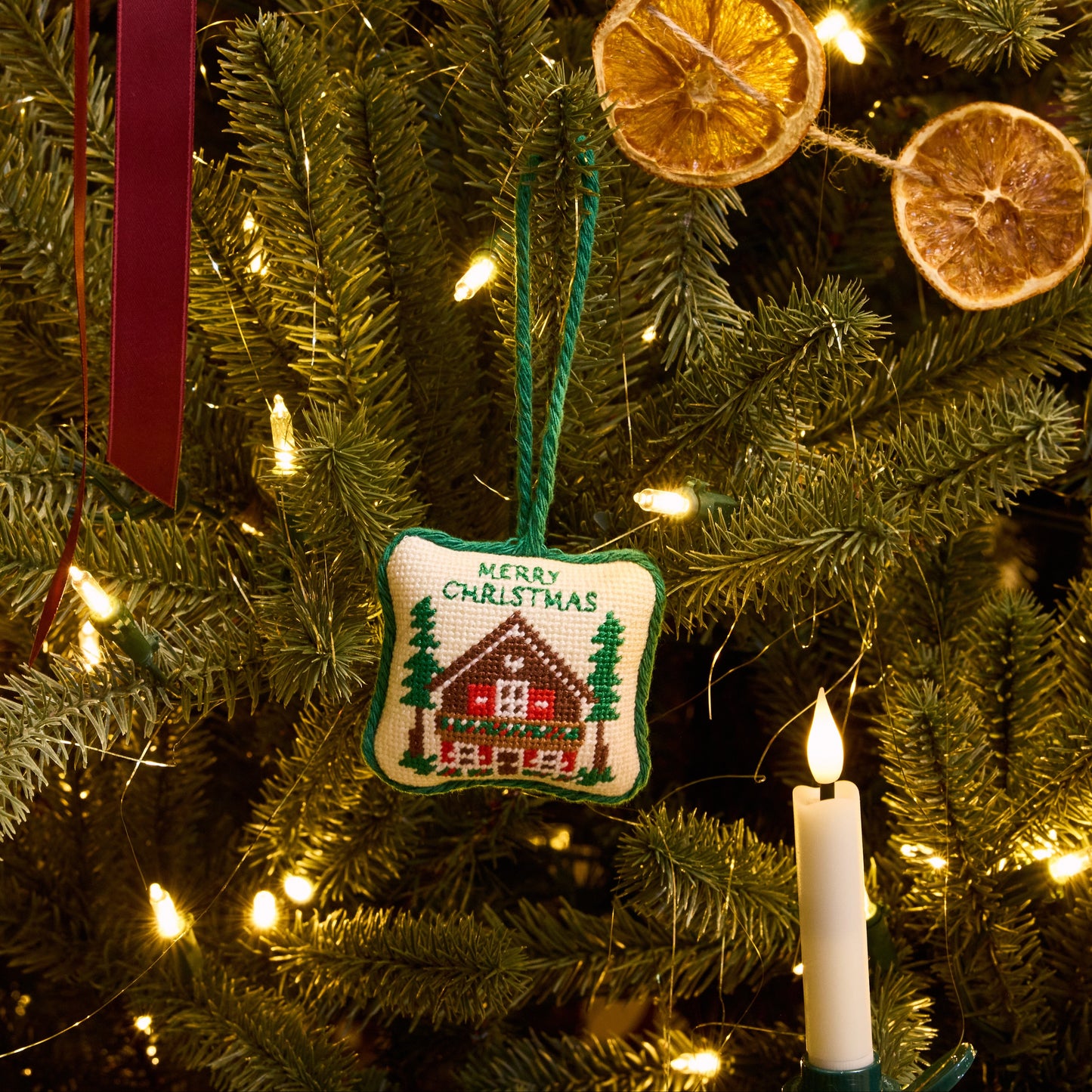 Merry Christmas Needlepoint Ornament
