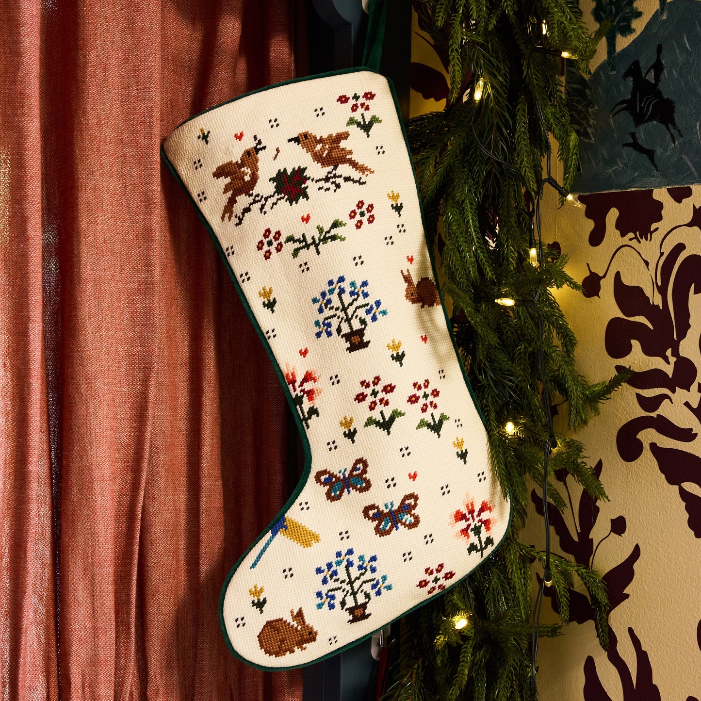Swiss Folk Needlepoint Stocking