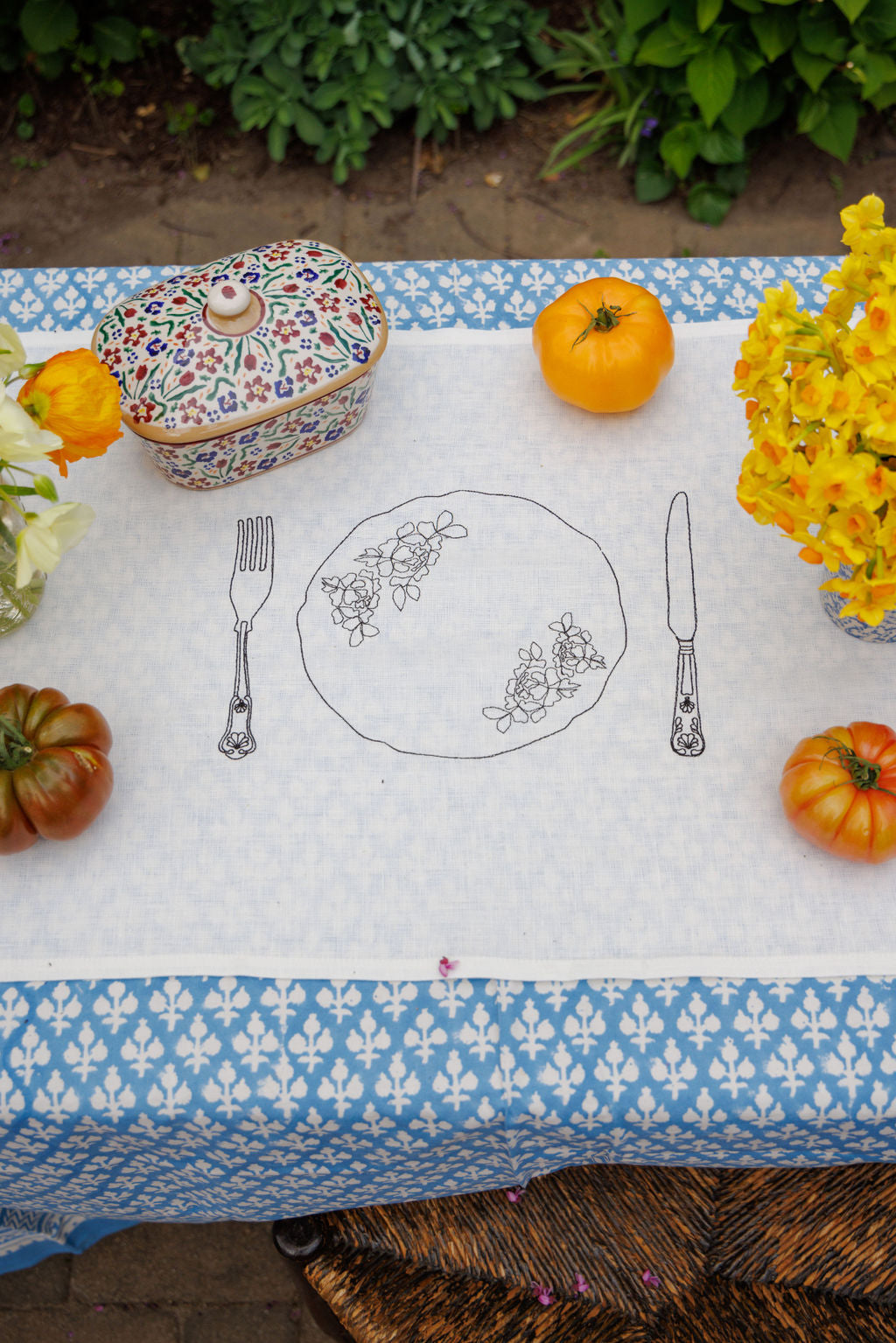 Black Silver Service Embroidered Table Runner