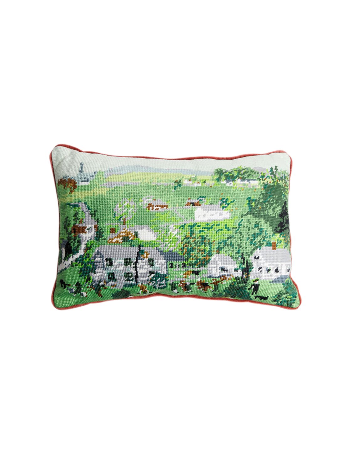 Grandma Moses 'Summer Party' Needlepoint Pillow