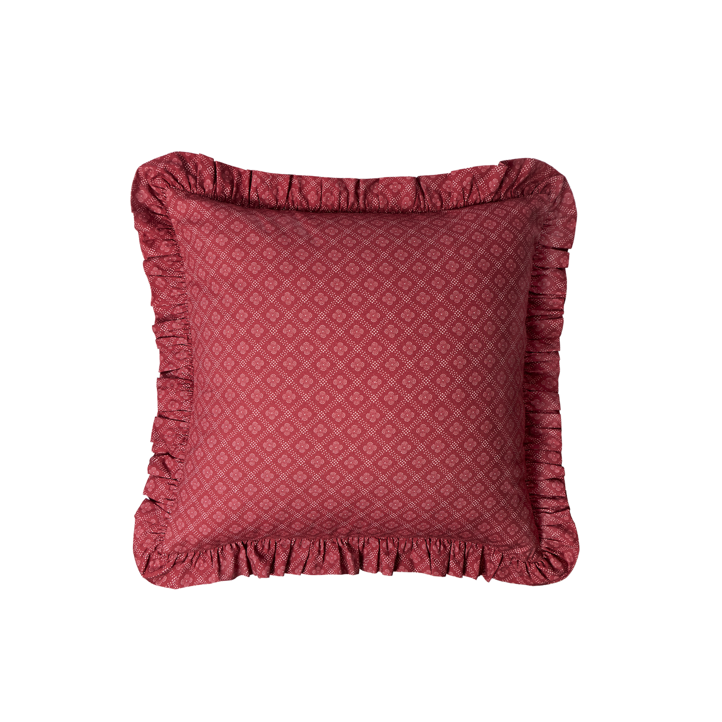 Red Zwölfermuster Ruffled Throw Pillow