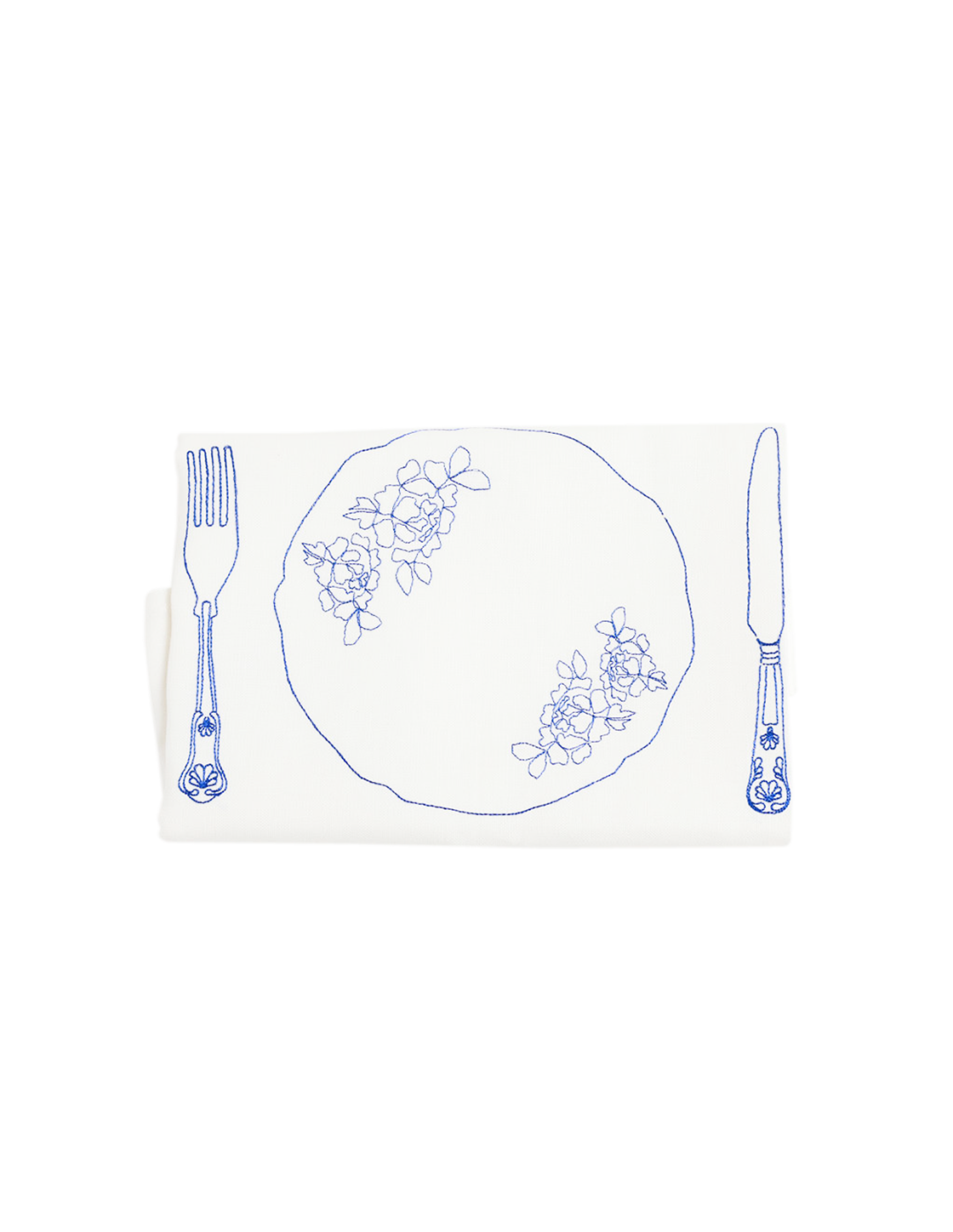 Cobalt Silver Service Embroidered Table Runner