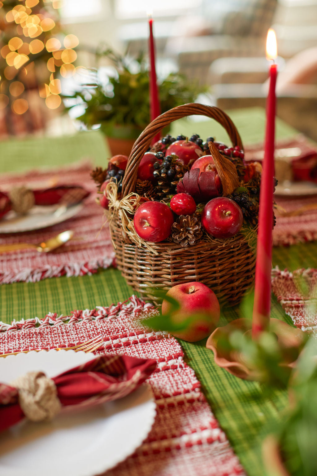 Decorative Holiday Basket with Fruit